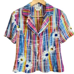 Retro rainbow‎ daisy blouse